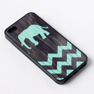 Iphone 5 Case Mint Blue Chevron Elephant On Dark..