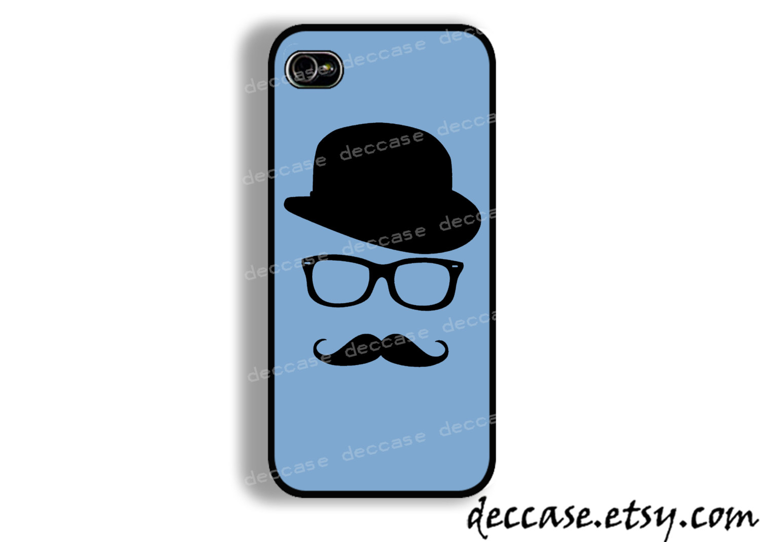 Iphone 5 Case Black Mustache On Blue Background Iphone 4 Case